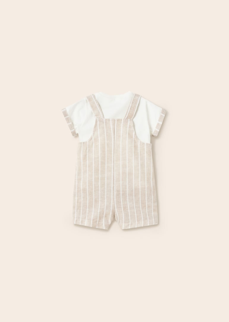Peto estampado en lino con playera para recién nacido Art. 23-01625-075 Lino