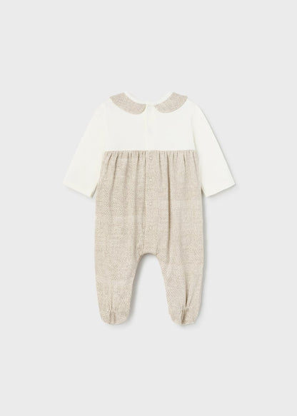 Pijama con cuello en algodón sostenible para recién nacido MAYORAL Ref. 23/1734/79 Beige