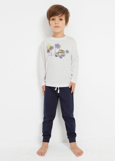 Pijama estampada con algodón sostenible para niño Sku 3794 Color Marino