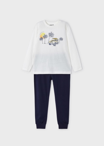 Pijama estampada con algodón sostenible para niño Sku 3794 Color Marino
