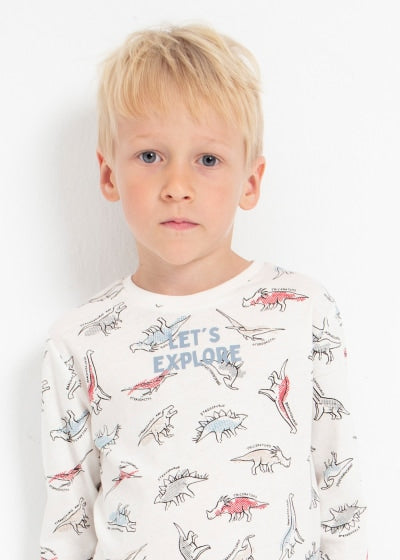 Pijama estampada con algodón sostenible para niño Sku 3794 Color Rojo