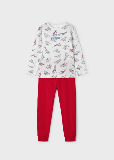 Pijama estampada con algodón sostenible para niño Sku 3794 Color Rojo