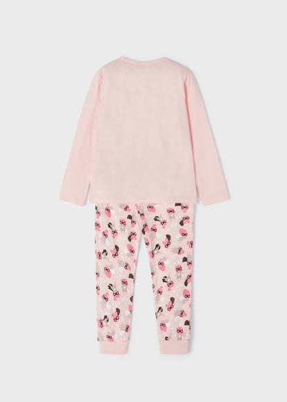 Pijama larga de algodón sostenible para niña Art. 23-03773-066 Salmon