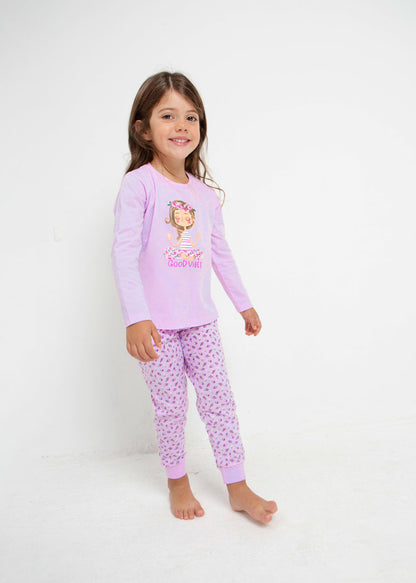 Pijama larga de algodón sostenible para niña Art. 23-03773-067 Pétalo