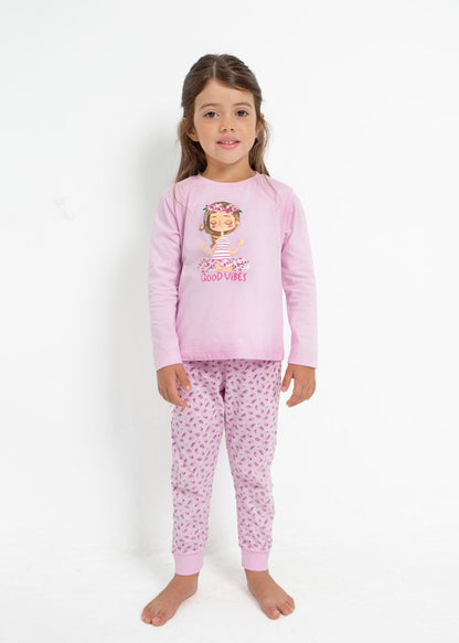 Pijama larga de algodón sostenible para niña Art. 23-03773-067 Pétalo