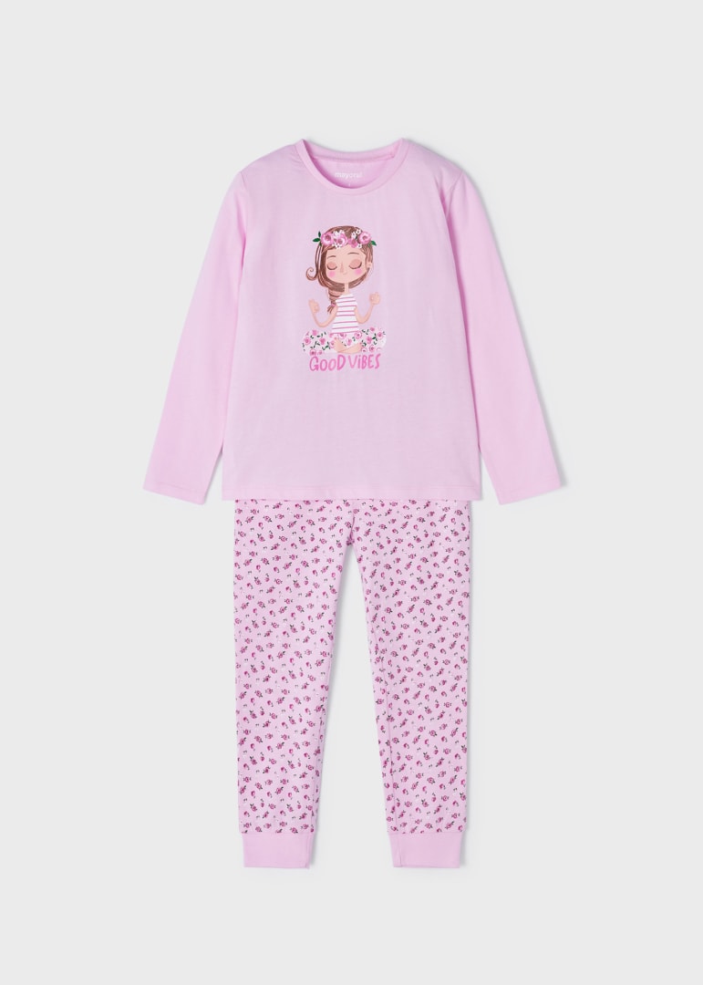 Pijama larga de algodón sostenible para niña Art. 23-03773-067 Pétalo
