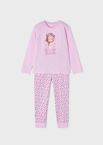Pijama larga de algodón sostenible para niña Art. 23-03773-067 Pétalo