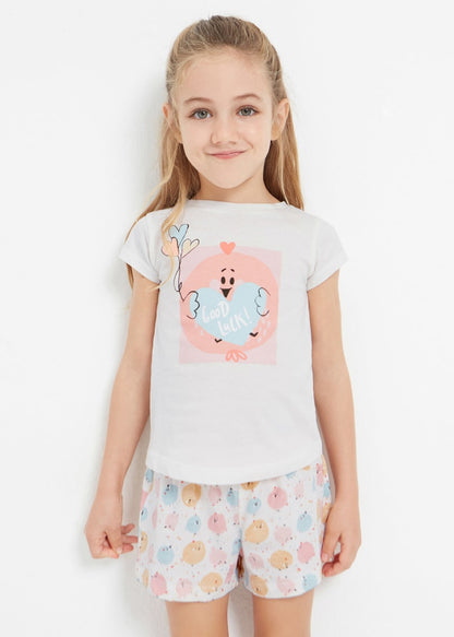 Pijama manga corta de algodón sostenible para niña Art. 23-03774-070 Crema