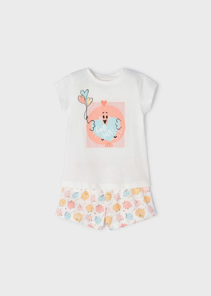Pijama manga corta de algodón sostenible para niña Art. 23-03774-070 Crema