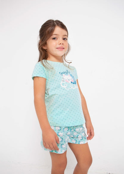 Pijama manga corta de algodón sostenible para niña Art. 23-03774-071 Anis