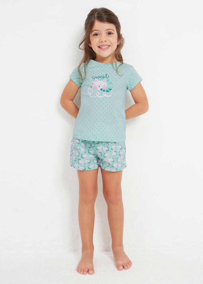Pijama manga corta de algodón sostenible para niña Art. 23-03774-071 Anis