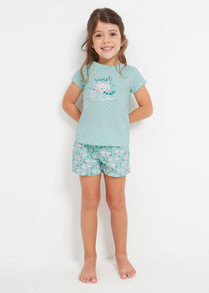 Pijama manga corta de algodón sostenible para niña Art. 23-03774-071 Anis