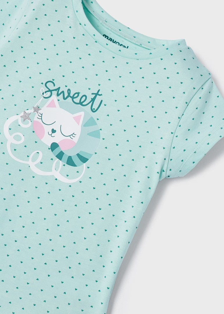 Pijama manga corta de algodón sostenible para niña Art. 23-03774-071 Anis