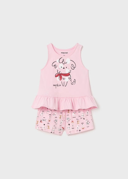 Pijama short de algodón sostenible para bebé Sku 1770 Color Rosa