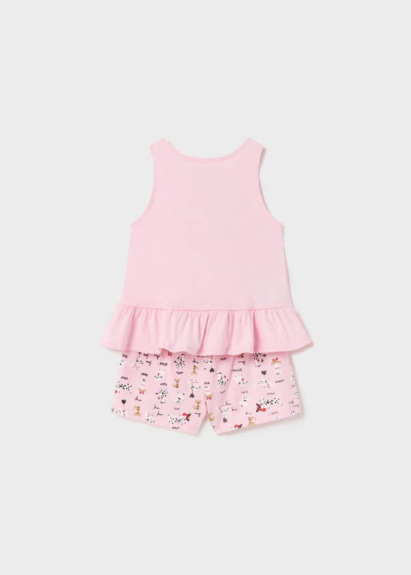Pijama short de algodón sostenible para bebé Sku 1770 Color Rosa