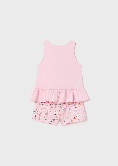 Pijama short de algodón sostenible para bebé Sku 1770 Color Rosa