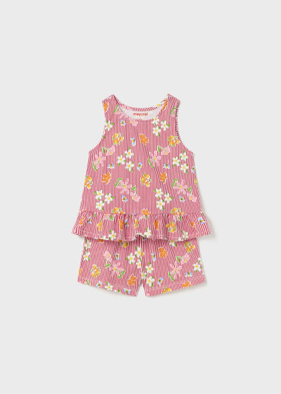 Pijama short de algodón sostenible para bebé Sku 1770 Color 89 Sandia