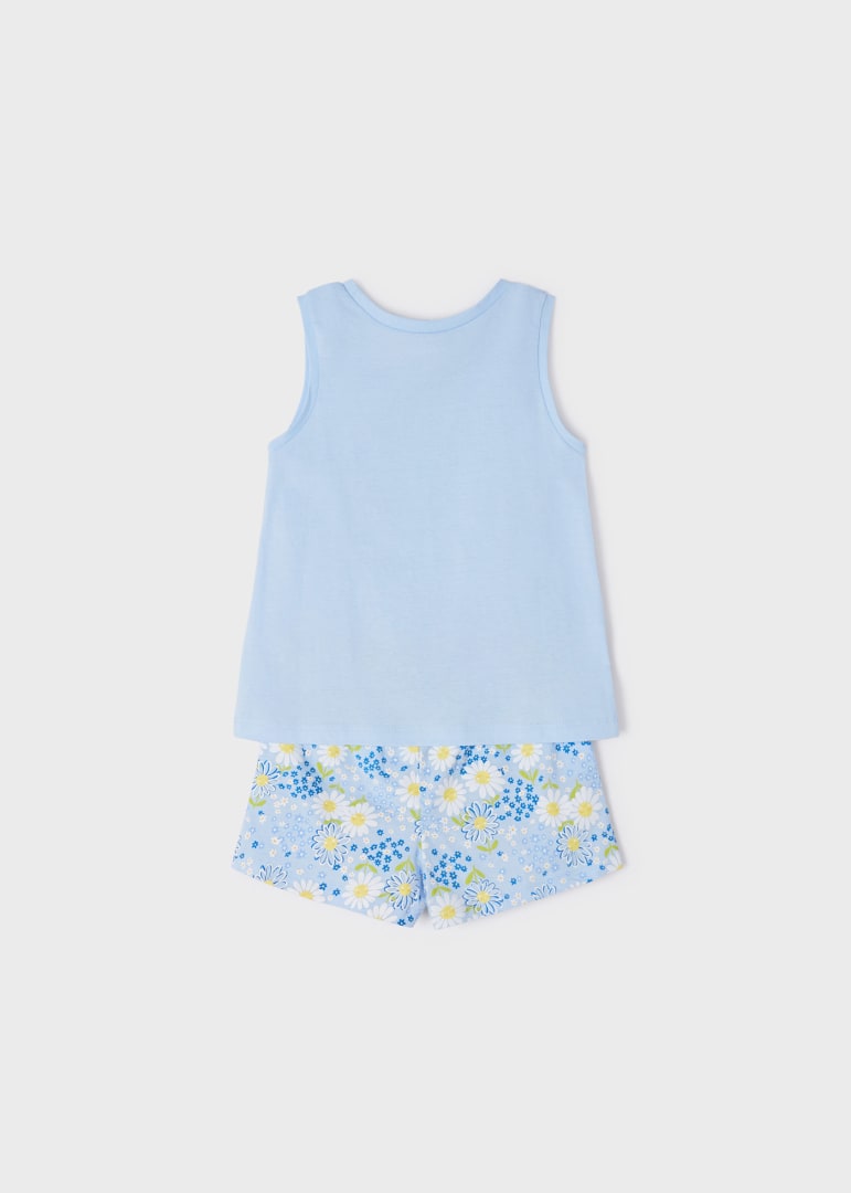 Pijama sin mangas de algodón sostenible para niña Art. 23-03775-075 Celeste