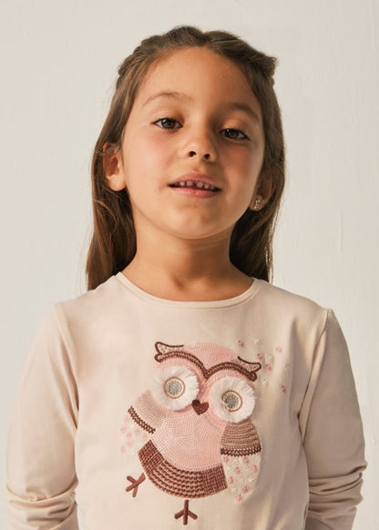 Playera bordados algodón niña  Ref. 13-04008-080 Garbanzo