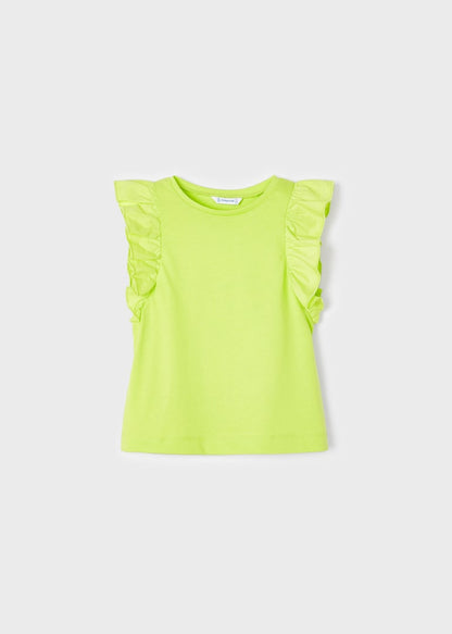 Playera con holanes de algodón sostenible para niña Art. 23-03068-014 Lima