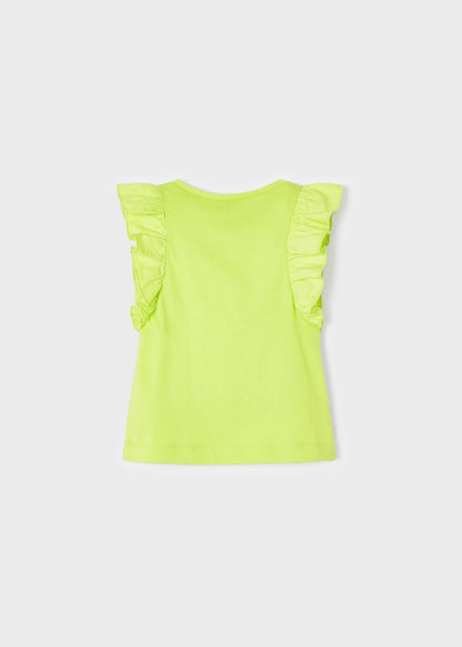 Playera con holanes de algodón sostenible para niña Art. 23-03068-014 Lima