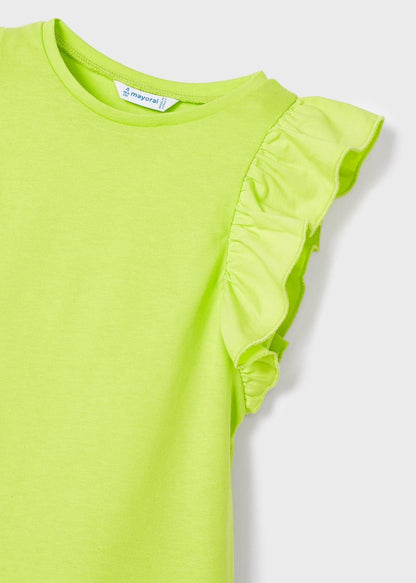 Playera con holanes de algodón sostenible para niña Art. 23-03068-014 Lima