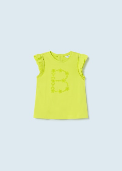 Playera con motivo bordado de algodón sostenible para bebé sKU  1012 Color 86 LIMA