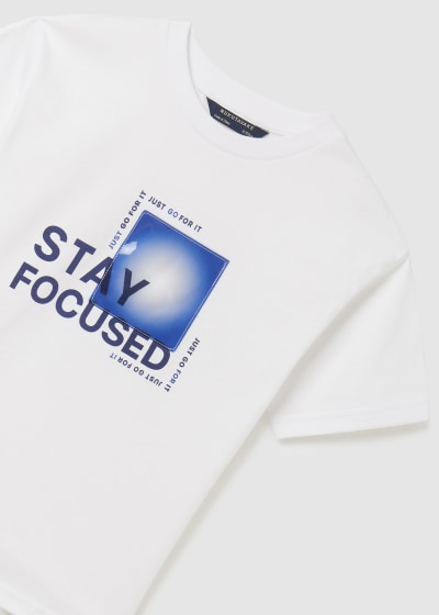 Playera con motivo estampado de algodón para chico Sku 6070 Color Blanco