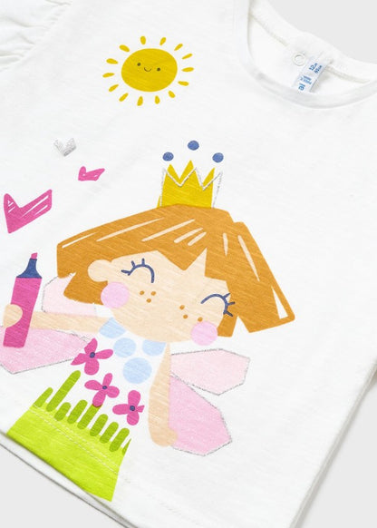 Playera con motivo estampado de algodón sostenible para bebé Sk 1010 Color 41 Blanco
