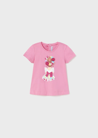 Playera con motivo estampado de algodón sostenible para bebé Sku 1014 Color 11 Chicle
