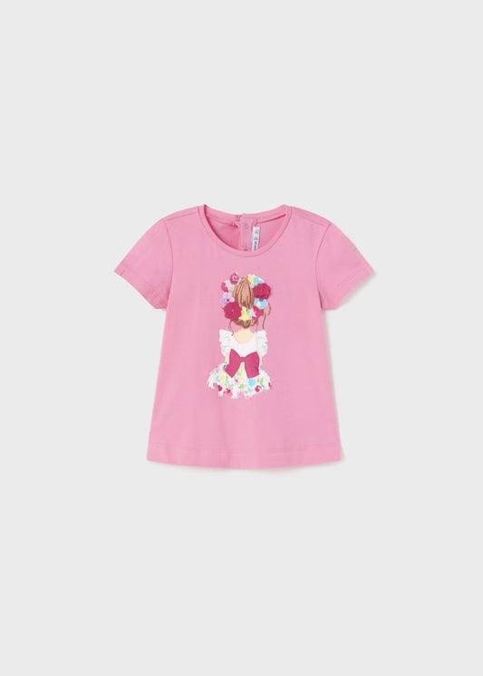 Playera con motivo estampado de algodón sostenible para bebé Sku 1014 Color 11 Chicle