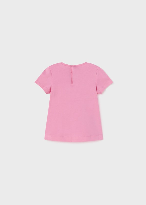Playera con motivo estampado de algodón sostenible para bebé Sku 1014 Color 11 Chicle