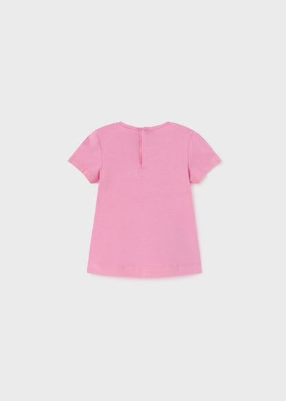 Playera con motivo estampado de algodón sostenible para bebé Sku 1014 Color 11 Chicle