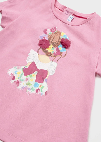 Playera con motivo estampado de algodón sostenible para bebé Sku 1014 Color 11 Chicle