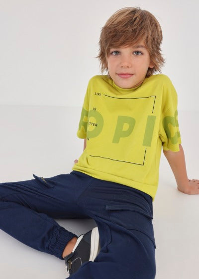 Playera con motivo estampado de algodón sostenible para chico NUKUTAVAKE Ref. 6078/55 Azufre