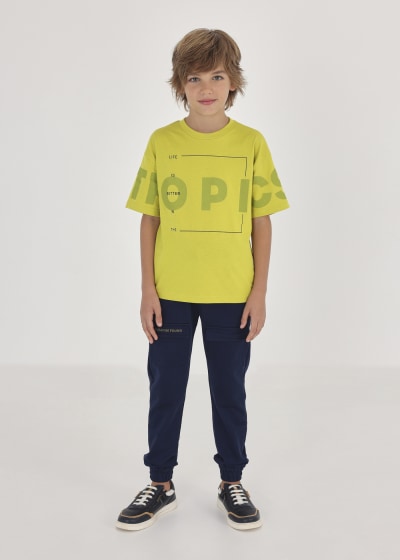 Playera con motivo estampado de algodón sostenible para chico NUKUTAVAKE Ref. 6078/55 Azufre
