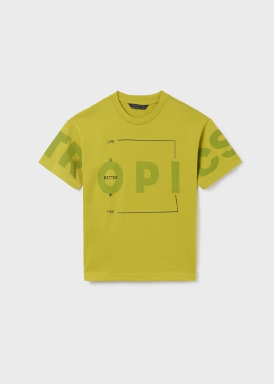 Playera con motivo estampado de algodón sostenible para chico NUKUTAVAKE Ref. 6078/55 Azufre