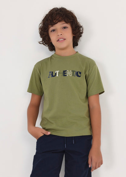 Playera con motivo estampado de algodón sostenible para chico Art. 23-00840-015 Hoja