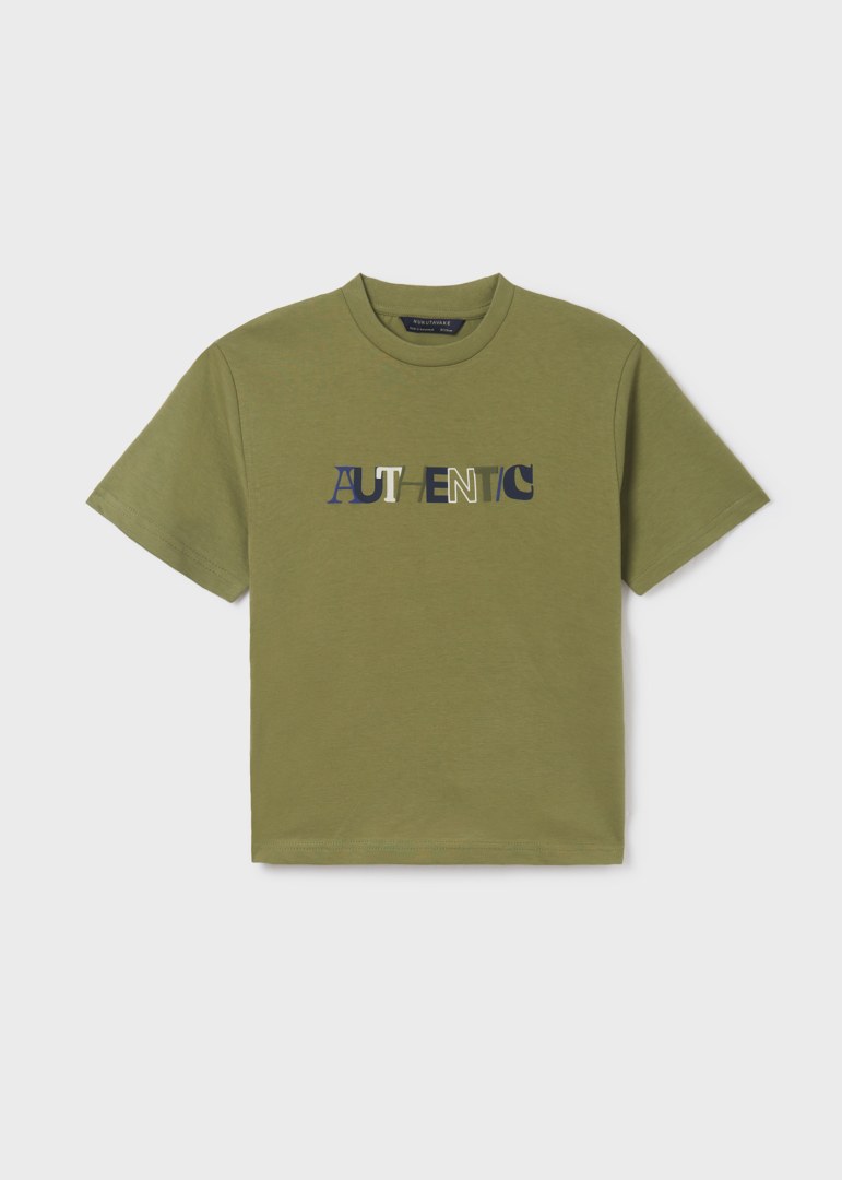 Playera con motivo estampado de algodón sostenible para chico Art. 23-00840-015 Hoja