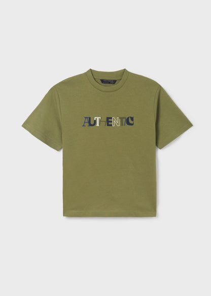 Playera con motivo estampado de algodón sostenible para chico Art. 23-00840-015 Hoja