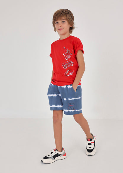 Playera con motivo estampado de algodón sostenible para chico Art. 23-06080-096 Rojo