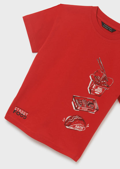 Playera con motivo estampado de algodón sostenible para chico Art. 23-06080-096 Rojo