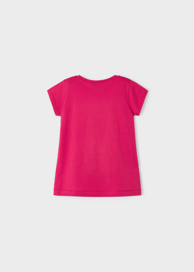 Playera con motivo estampado de algodón sostenible para niña Sku 3070 Color Hibiscu