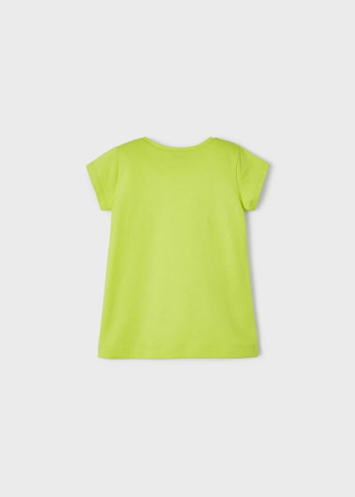 Playera con motivo estampado de algodón sostenible para niña Sku 3070 Color Lima