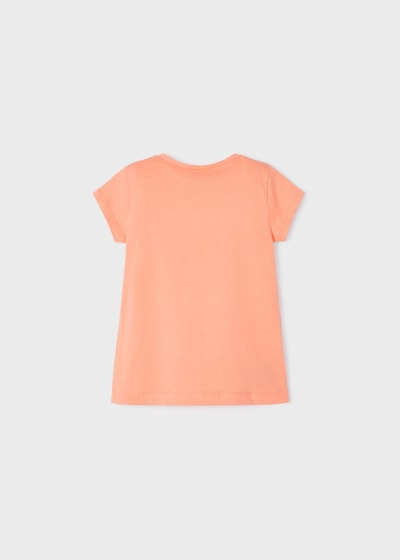 Playera con motivo estampado de algodón sostenible para niña Sku 3070 Color Naranja