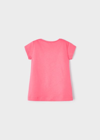 Playera con motivo estampado de algodón sostenible para niña Sku 3070 Color Peonia