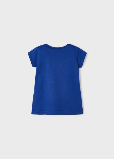 Playera con motivo estampado de algodón sostenible para niña Sku 3070 Color Royal