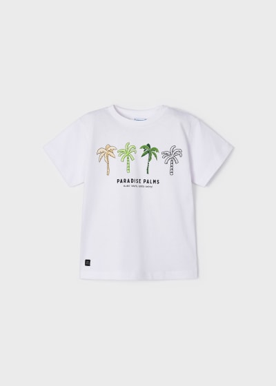 Playera con motivo estampado de algodón sostenible para niño Sku 3016 Color 28 Blanco