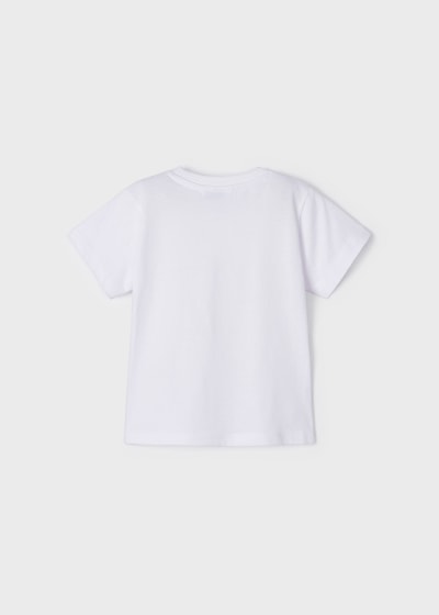 Playera con motivo estampado de algodón sostenible para niño Sku 3016 Color 28 Blanco