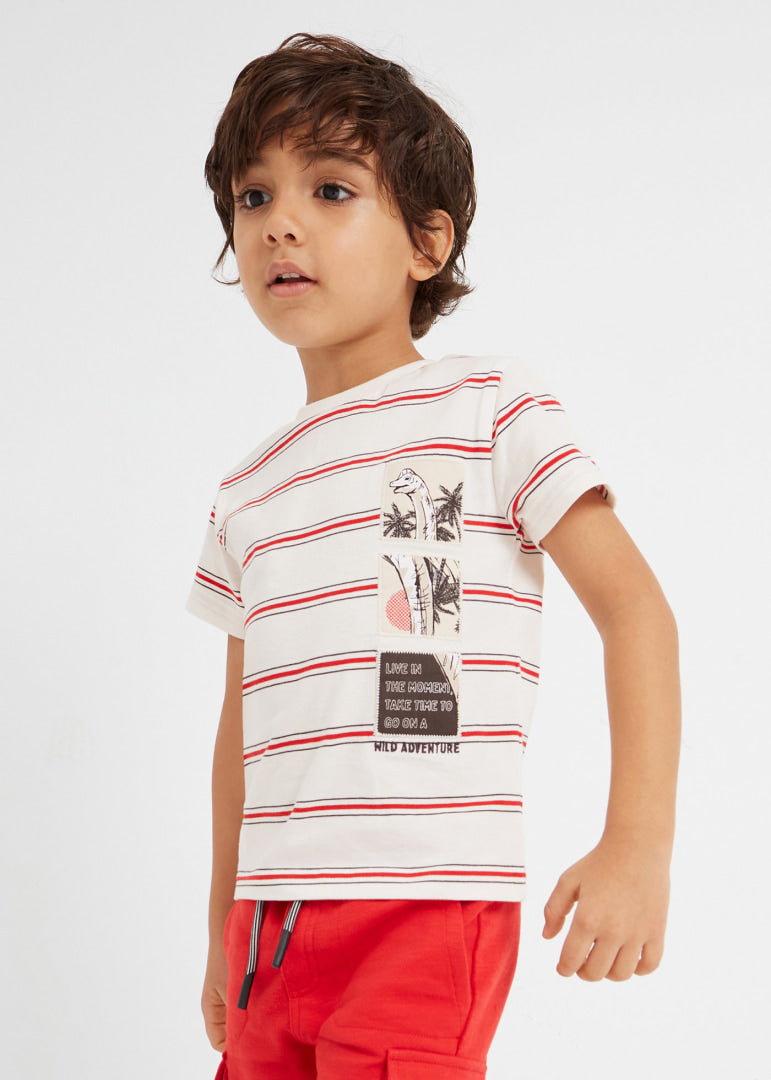 Playera con motivos bordados de algodón sostenible para niño Art. 23-03017-011 Rojo